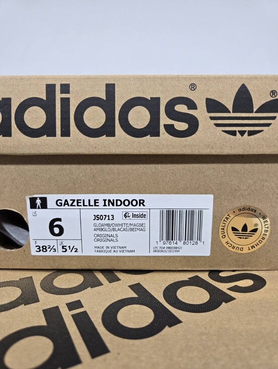 adidas Men\'s Gazelle Indoor JS0713 Glow Amber Off White Shoes Size 6 New main image 4